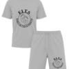 black on grey shorts