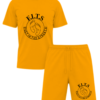black on orange shorts