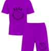 black on purple shorts