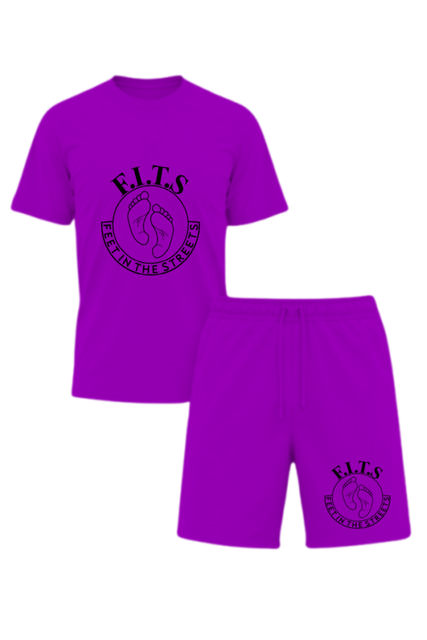 black on purple shorts