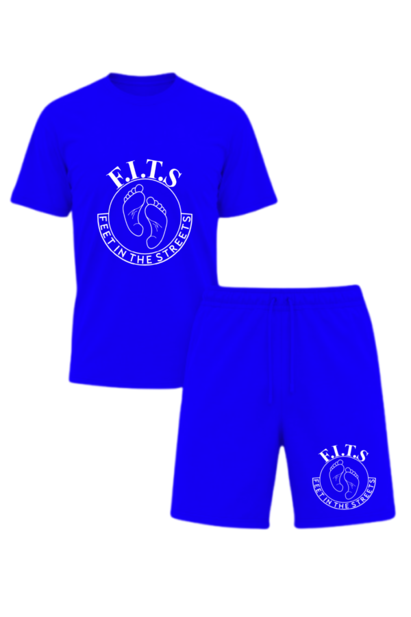 white on blue short