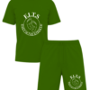 white on olive green shorts